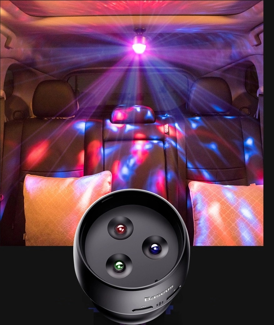 Đèn Led Baseus tích điện ánh sáng thay đổi theo tiếng nhạc,vũ trường trên ô tô